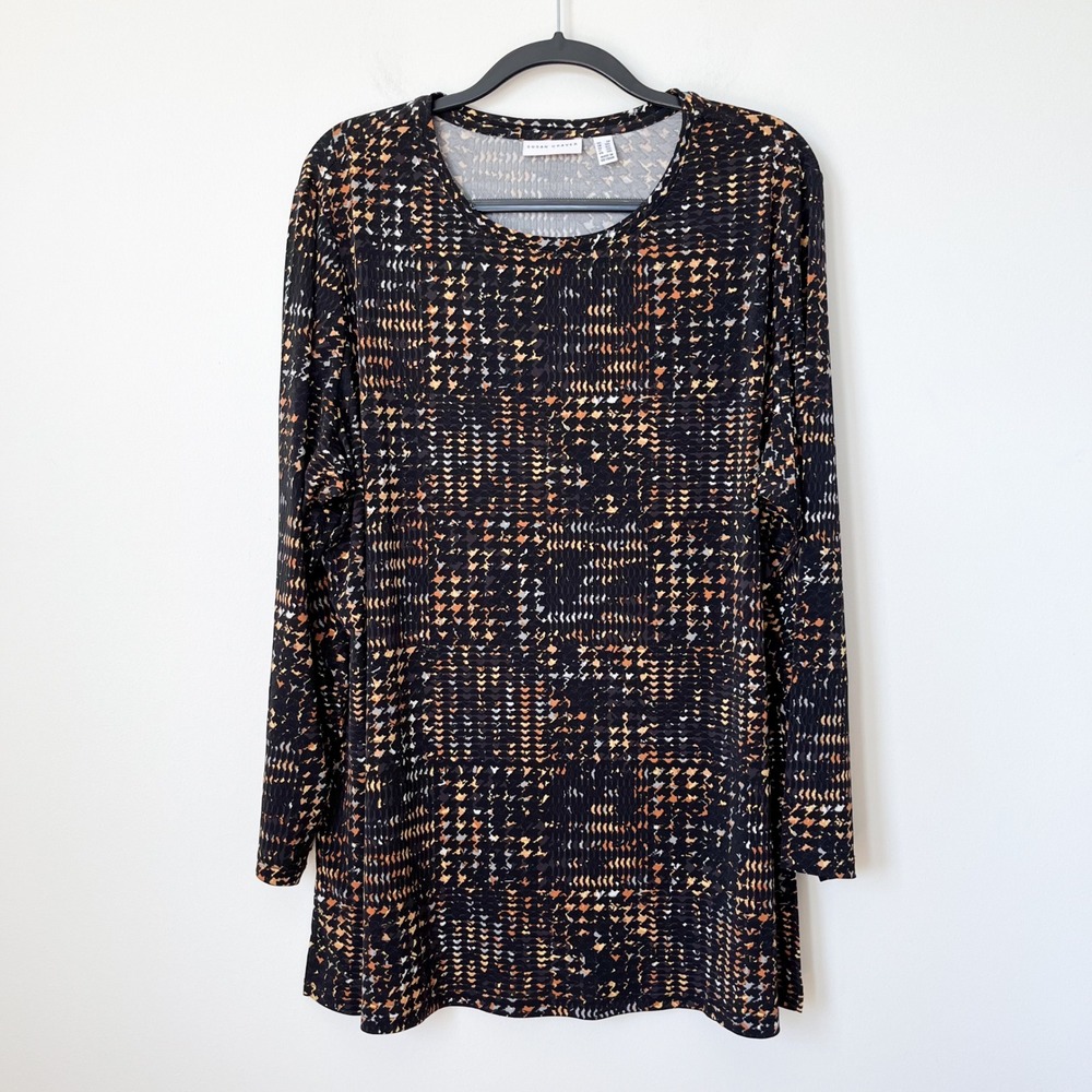 Susan Graver Liquid Knit Top Womens 2X Black